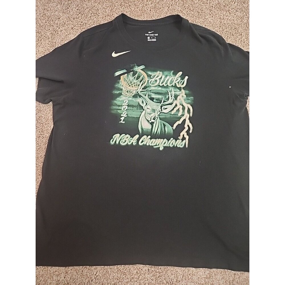 Nike Milwaukee Bucks NBA Finals Championship BASKETBALL TEAM SHIRT SZ X-L